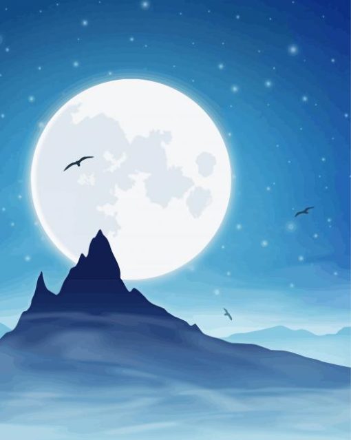 Mountain And Moon Diamond Painting