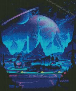 Neon Space City Diamond Paintings