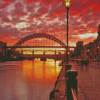 Newcastle Upon Tyne City In England At Sunset Diamond Painting