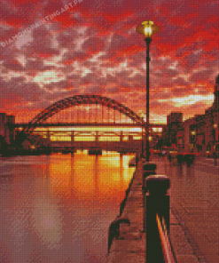 Newcastle Upon Tyne City In England At Sunset Diamond Painting