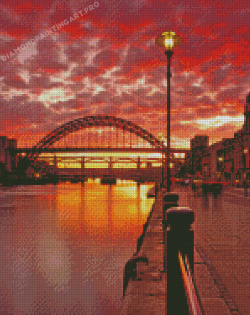 Newcastle Upon Tyne City In England At Sunset Diamond Painting