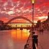 Newcastle Upon Tyne City In England At Sunset Diamond Painting