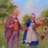 Old Couple Picking Flowers In Field Diamond Painting