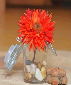 Orange Flower In Jar Diamond Painting