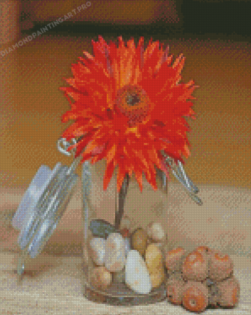 Orange Flower In Jar Diamond Painting