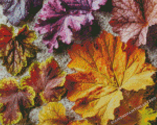 Orange Yellow Purple Leaves Diamond Painting