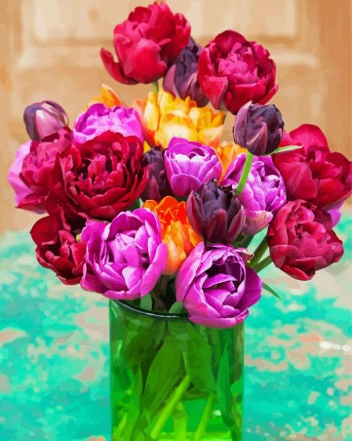 Peony Tulip Vase Diamond Painting