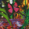 Pink Butterfly On Water Diamond Paintings