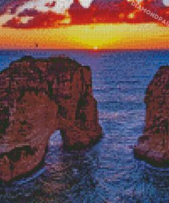 Raouche Rocks Sunset Scene Diamond Paintings