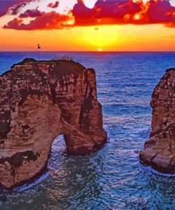 Raouche Rocks Sunset Scene Diamond Paintings