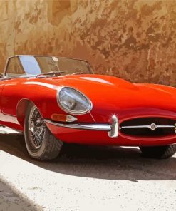 Red Jaguar E Type Car Diamond Paintings