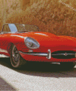 Red Jaguar E Type Car Diamond Paintings