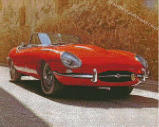 Red Jaguar E Type Car Diamond Paintings