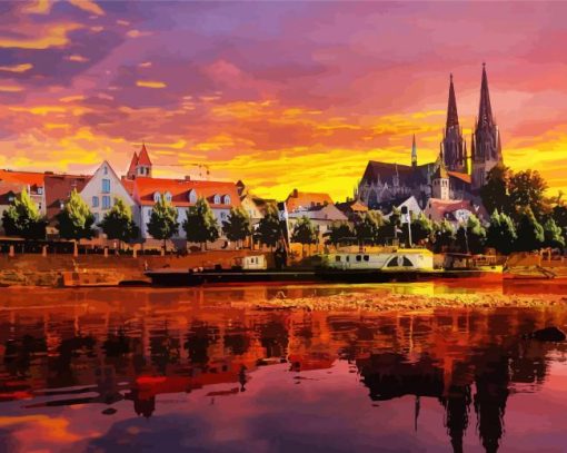 Regensburg At Sunset Diamond Painting