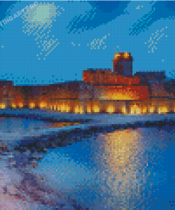 Seascape Castle At Night Diamond Painting