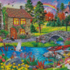 Spring Stone Cabin Diamond Painting