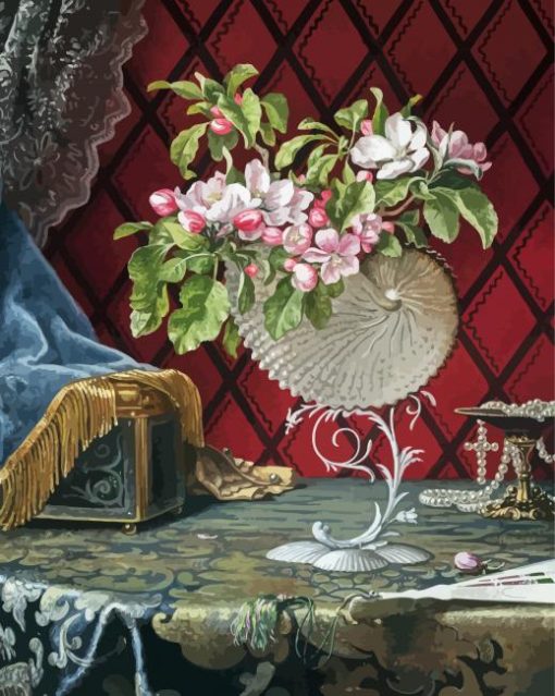 Still Life With Apple Blossoms In A Nautilus Shell Diamond Painting