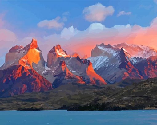 Sunset At Andes Mountains Diamond Painting