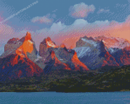 Sunset At Andes Mountains Diamond Painting