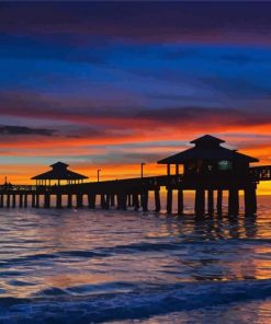 Sunset At Fort Myers Beach Pier Diamond Painting