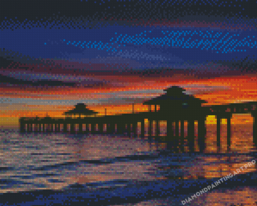 Sunset At Fort Myers Beach Pier Diamond Painting