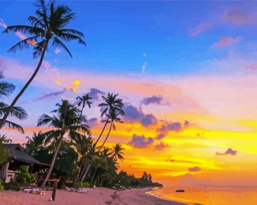 Sunset At Koh Samui Beach Diamond Paintings