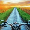 Sunset Motorbike Driver Diamond Painting