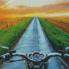 Sunset Motorbike Driver Diamond Painting