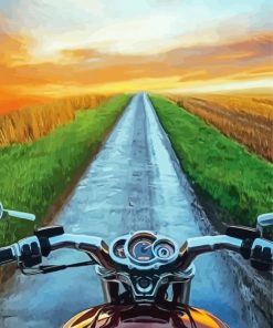 Sunset Motorbike Driver Diamond Painting