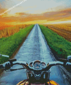 Sunset Motorbike Driver Diamond Painting