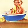 Vintage Child Bathing Diamond Painting