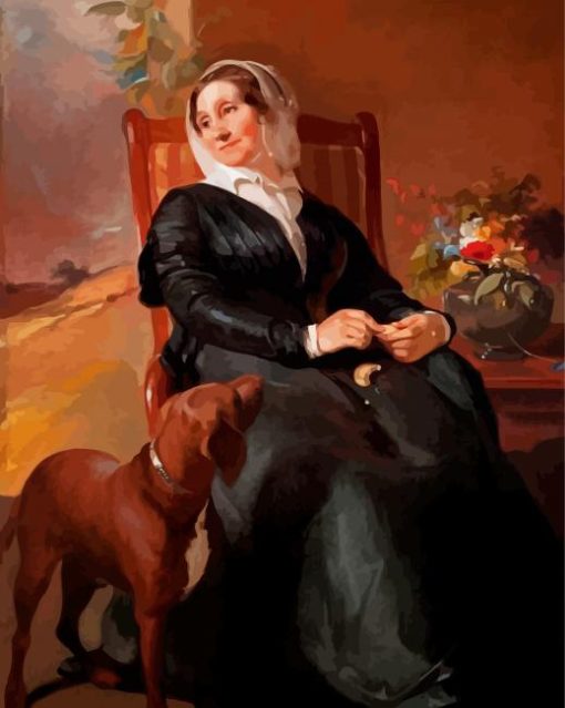 Vintage Old Woman And Dog Diamond Painting