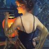 Vintage Woman Holding Lantern Diamond Painting