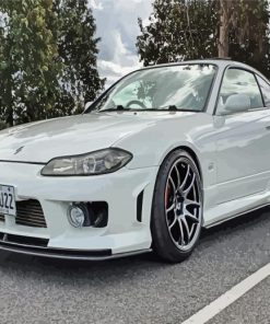 White Nissan Silvia S15 Car Diamond Paintings