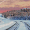 Winter Road Sunset Diamond Paintings