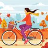 Woman Riding Bicycle Diamond Paintings