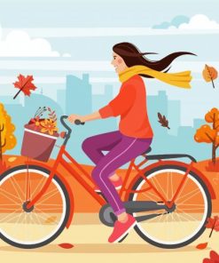 Woman Riding Bicycle Diamond Paintings