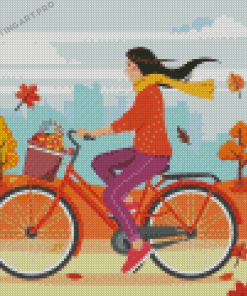 Woman Riding Bicycle Diamond Paintings