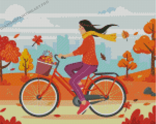 Woman Riding Bicycle Diamond Paintings