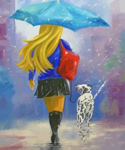 Woman Walking Dog Diamond Painting