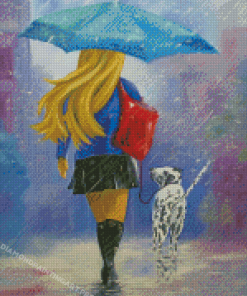 Woman Walking Dog Diamond Painting