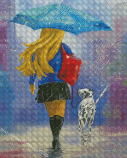 Woman Walking Dog Diamond Painting