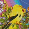 Yellow Birds And Flowers Diamond Paintings