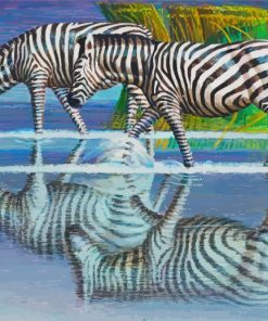 Zebras Drinking Tretchikoff Diamond Painting