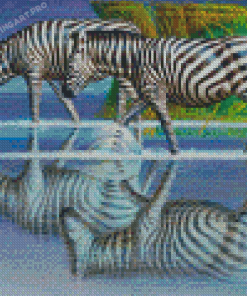 Zebras Drinking Tretchikoff Diamond Painting