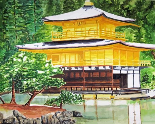 Aesthetic Golden Palace Japan Art Diamond Paintings