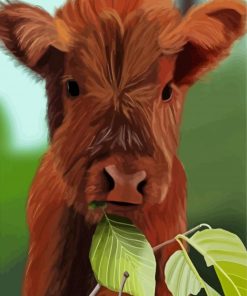 Baby Brown Cow Eating Diamond Painting