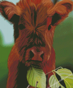 Baby Brown Cow Eating Diamond Painting