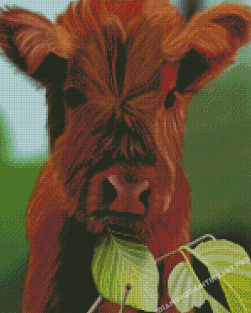 Baby Brown Cow Eating Diamond Painting