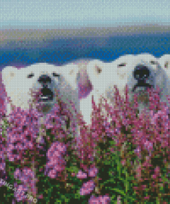 Bears In Lavender Field Diamond Painting